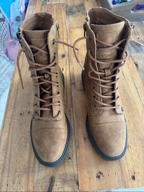 G by Guess Brown Lace-Up Women's Combat Boots